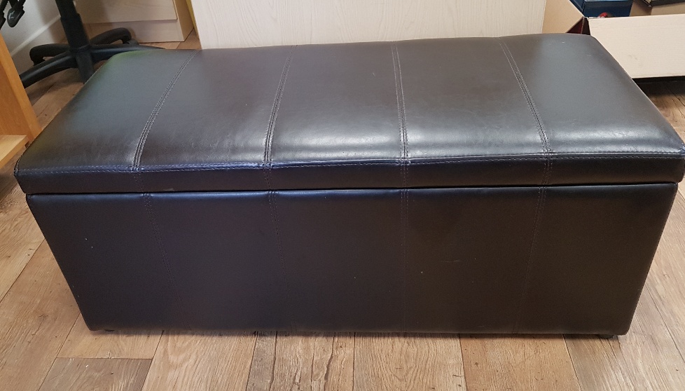 Black Leather-Effect Ottoman with Hinged Lid - Image 2 of 2