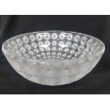 Lalique Clear & Frosted Nemours Bowl dated to 1978, 25cm in Diameter