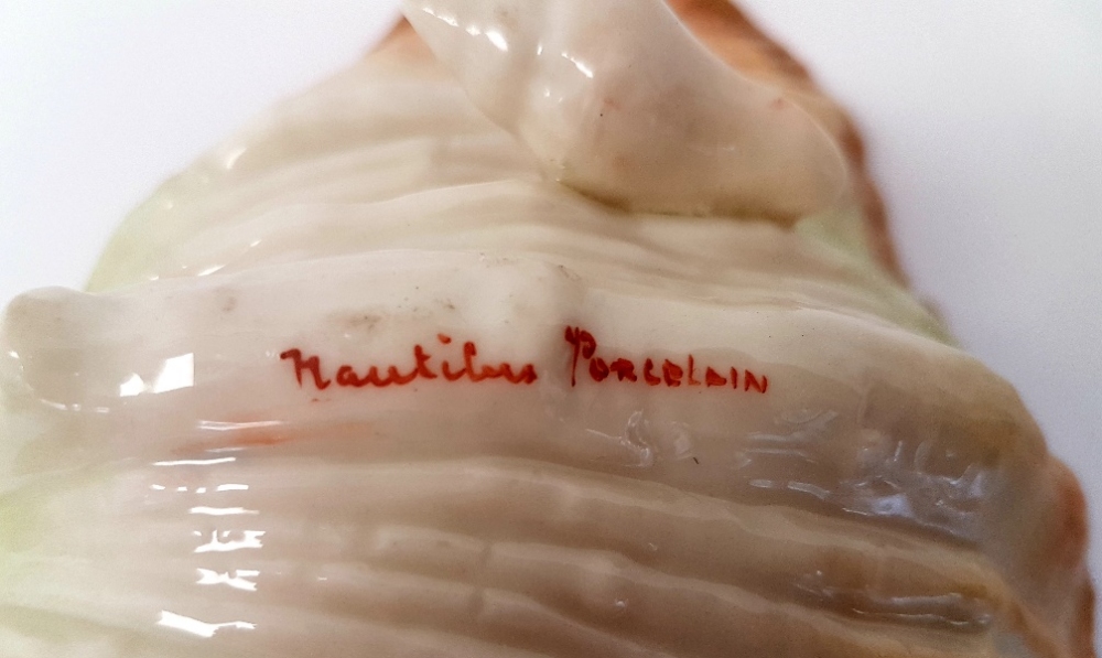 Nautilus Pottery Porcelain Oyster Shell from 1900 - Image 2 of 3