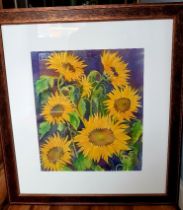 Venus Griffiths (Lakeland Artist) Framed and Glazed Original Sunflower Watercolour