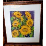 Venus Griffiths (Lakeland Artist) Framed and Glazed Original Sunflower Watercolour