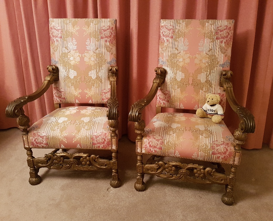 Pair of Large Victorian Continental Walnut Baronial Gothic Armchairs in 17th Century Style - Image 2 of 4