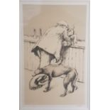 Norman Stansfield Cornish: Signed and Numbered Lithograph of Man at Bar with Dog