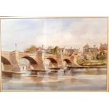 Tom McDonald Framed and Glazed Watercolour of The Bridge at Corbridge, Northumberland