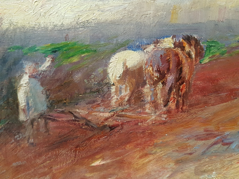 Harry Fidler (1856-1935) Framed Oil Painting on Canvas of Horses Working the Fields - Image 3 of 4