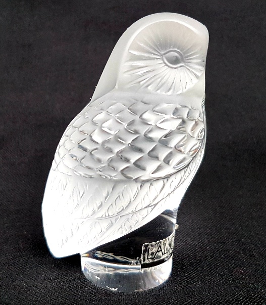 Lalique Chouette Owl Figure in clear and frosted glass - Image 4 of 4