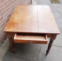 Traditional Victorian Pine Dining Table measuring 48 inches x 36 inches with cutlery drawer