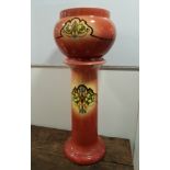 Victorian Jardiniere Stand and Planter with painted Art Nouveau Decoration