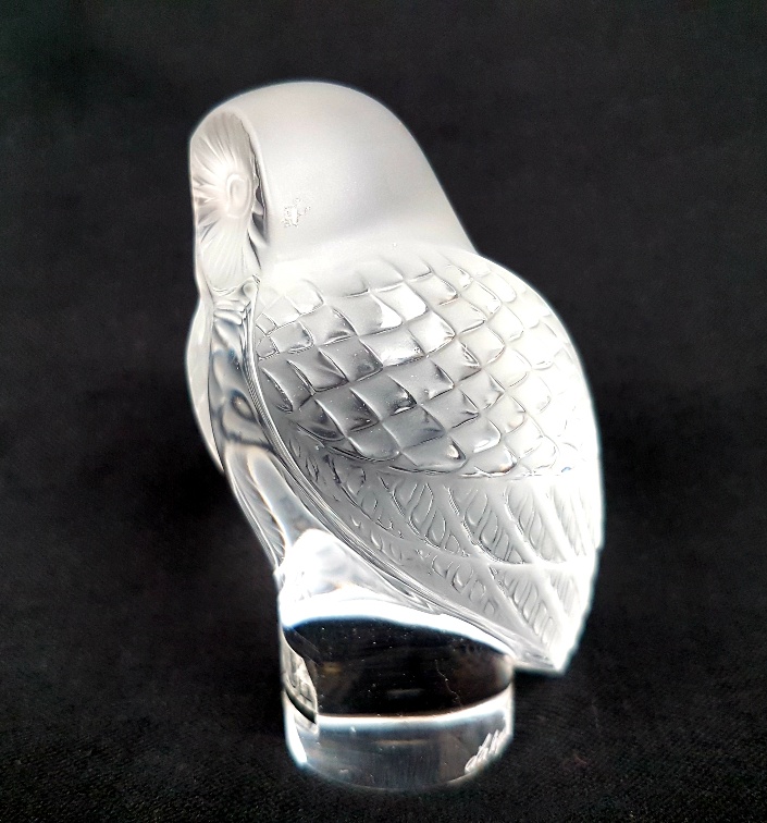 Lalique Chouette Owl Figure in clear and frosted glass - Image 3 of 4