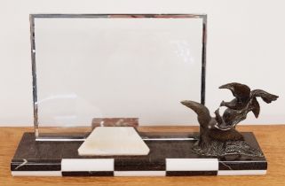 1940 French Art Deco Picture Frame with Black and White Chequered Marble