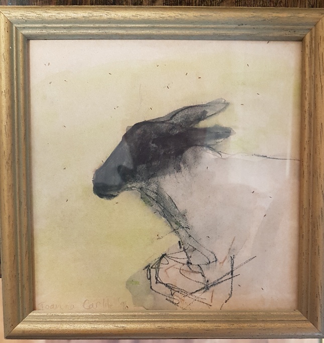 Original Framed and Glazed Crayon Study of a Sheep by Joanna Carlile,