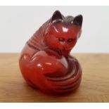 Netsuke of a Cat Cleaning Itself, height 40mm and weight is 32g