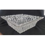 Lalique 1939 Square Crystal Rose Design 10407 Dish, etched signature to base