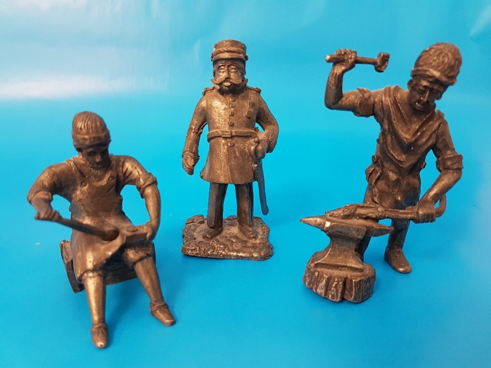 Three Royal Holland Pewter Figurines 3.5 inches height (3) plus one large other - Image 2 of 3