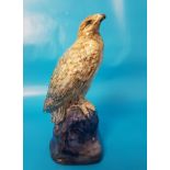 Rare 1930 Shelley Ceramic Eagle Figurine on Blue Rock, 8 inches in height