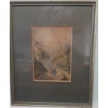 John R Prentice watercolour of figures at Newbattle, near Dalkeith. Framed, glazed and signed.