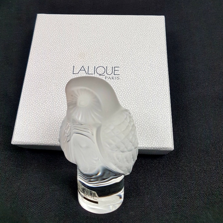 Lalique Chouette Owl Figure in clear and frosted glass - Image 2 of 4