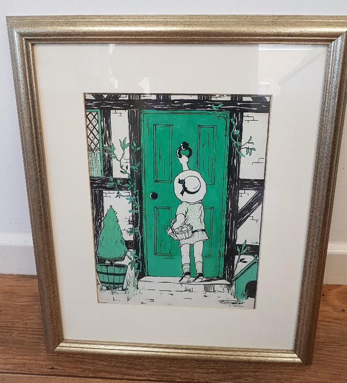 Dorothy Darnell Framed and Signed Pen and Ink Drawing titled The Visitor