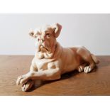 German 19th Century Porcelain Dogue de Bordeaux Figurine by Gerbruder Heubach