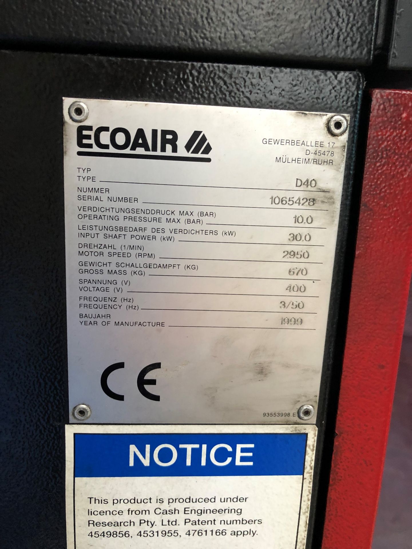 ECOAIR SCREW COMPRESSOR - Image 4 of 5