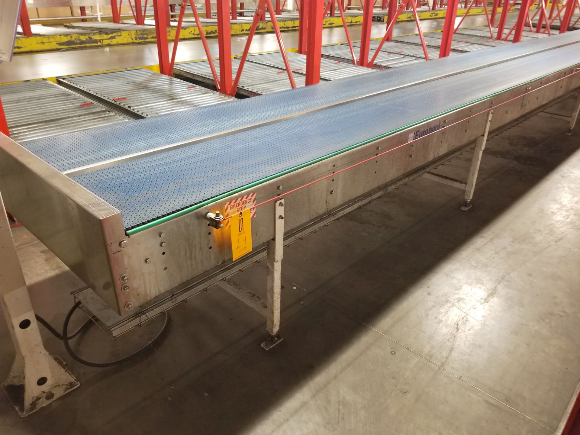 Europool Stainless Steel Dual Lane 17 inch wide matte top case conveyor - Ground level (Manual Pick - Image 2 of 8