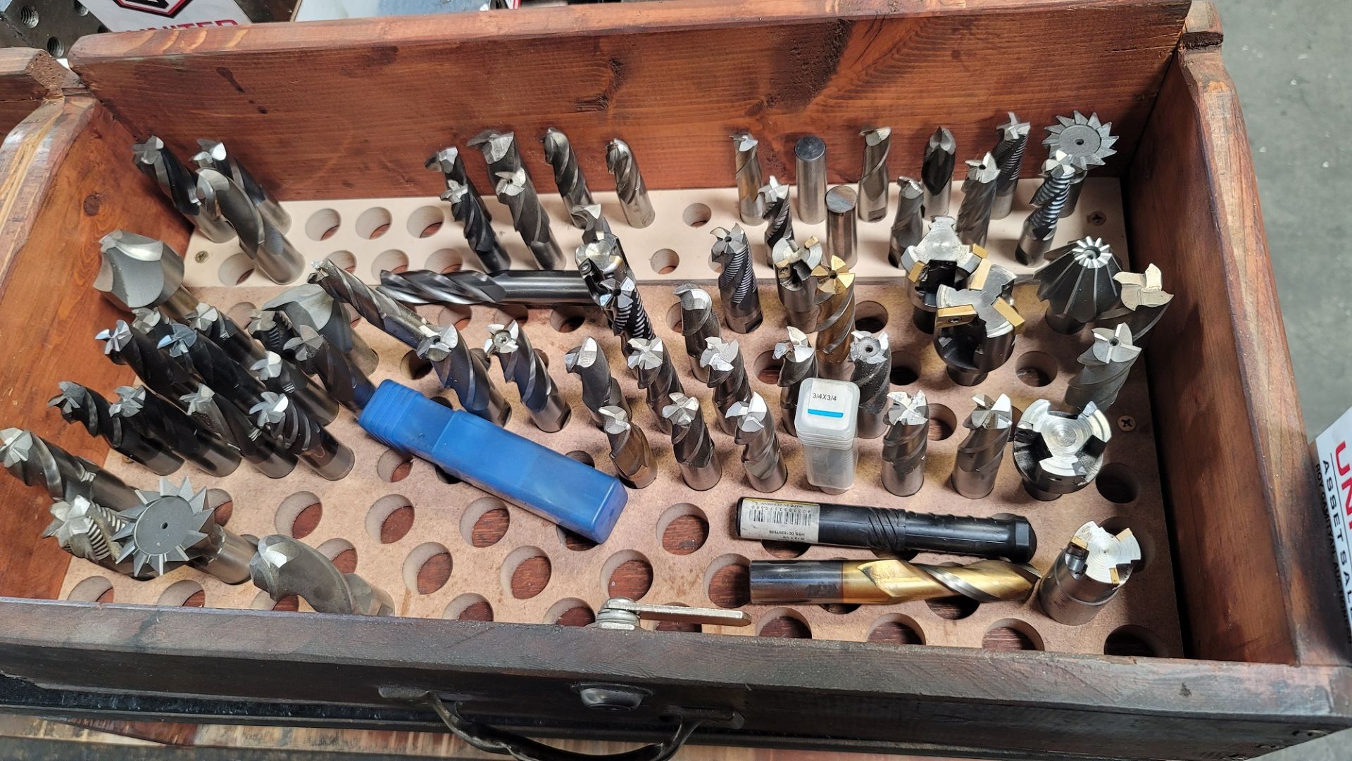 LOT - (2) WOOD DRAWER BOXES FULL OF CUTTING TOOLS