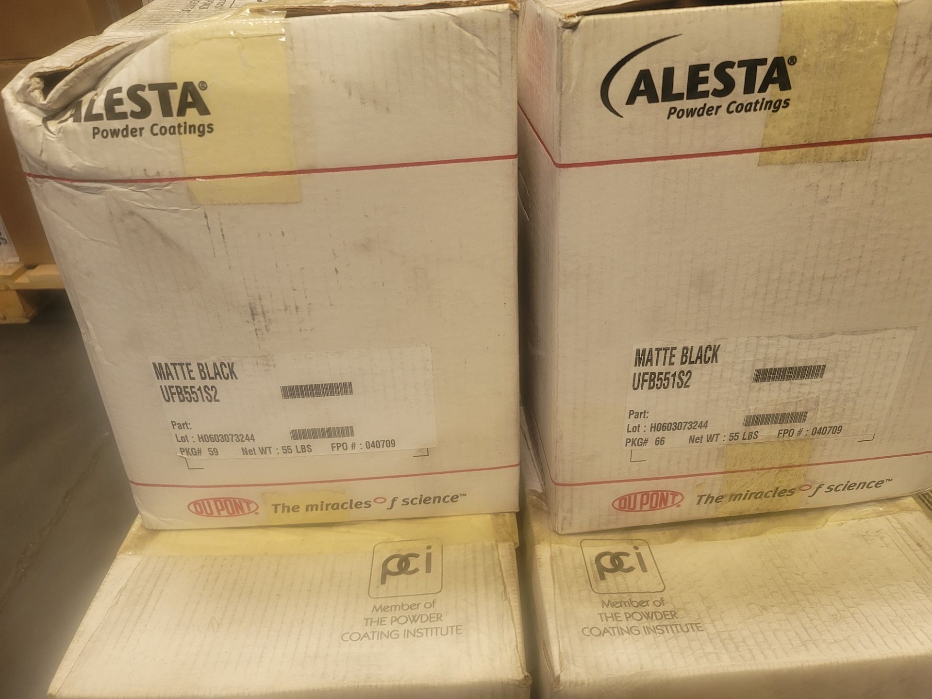 LOT - PALLET OF DUPONT ALESTA MATTE BLACK UFB551S2 POWDER COATING, APPROX. (16) 55 LB BOXES - Image 2 of 3