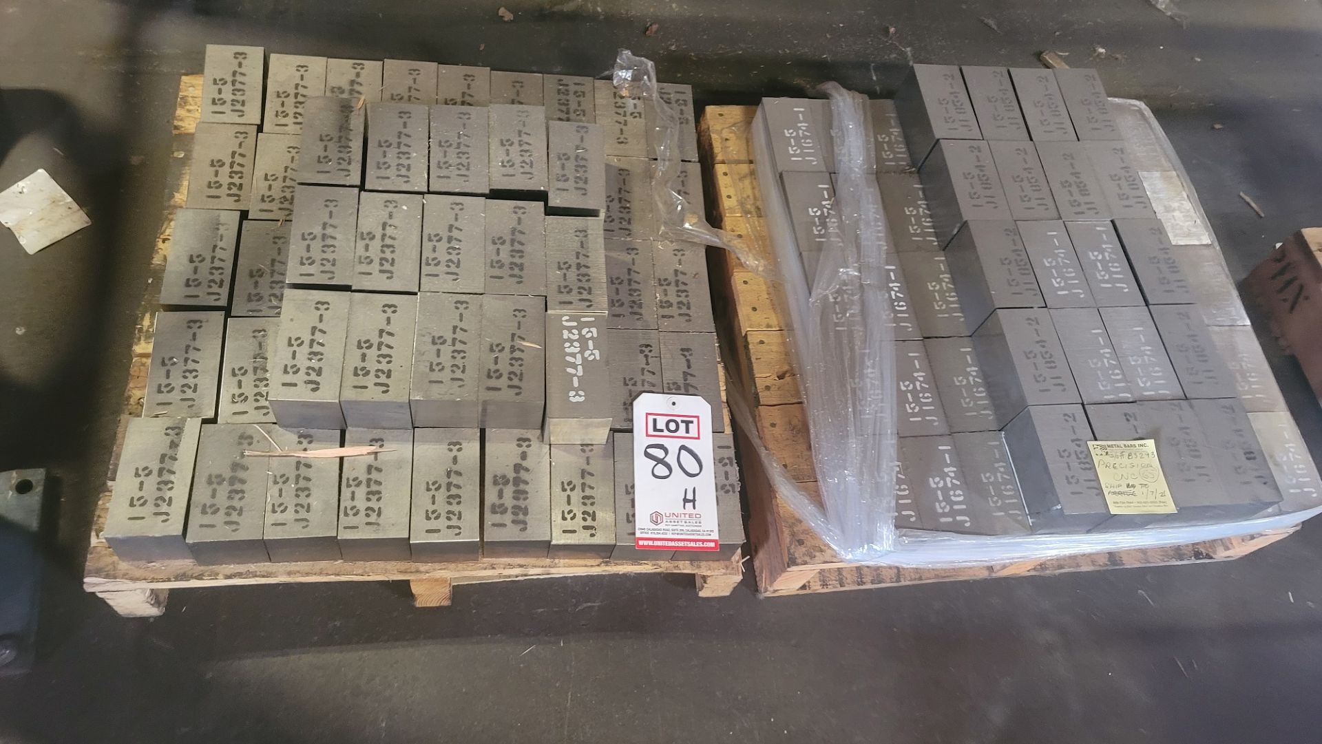 LOT - (2) SMALL PALLETS OF STEEL BLOCKS FOR MACHINING, 4-1/2" X 2-5/16" X 2-5/16