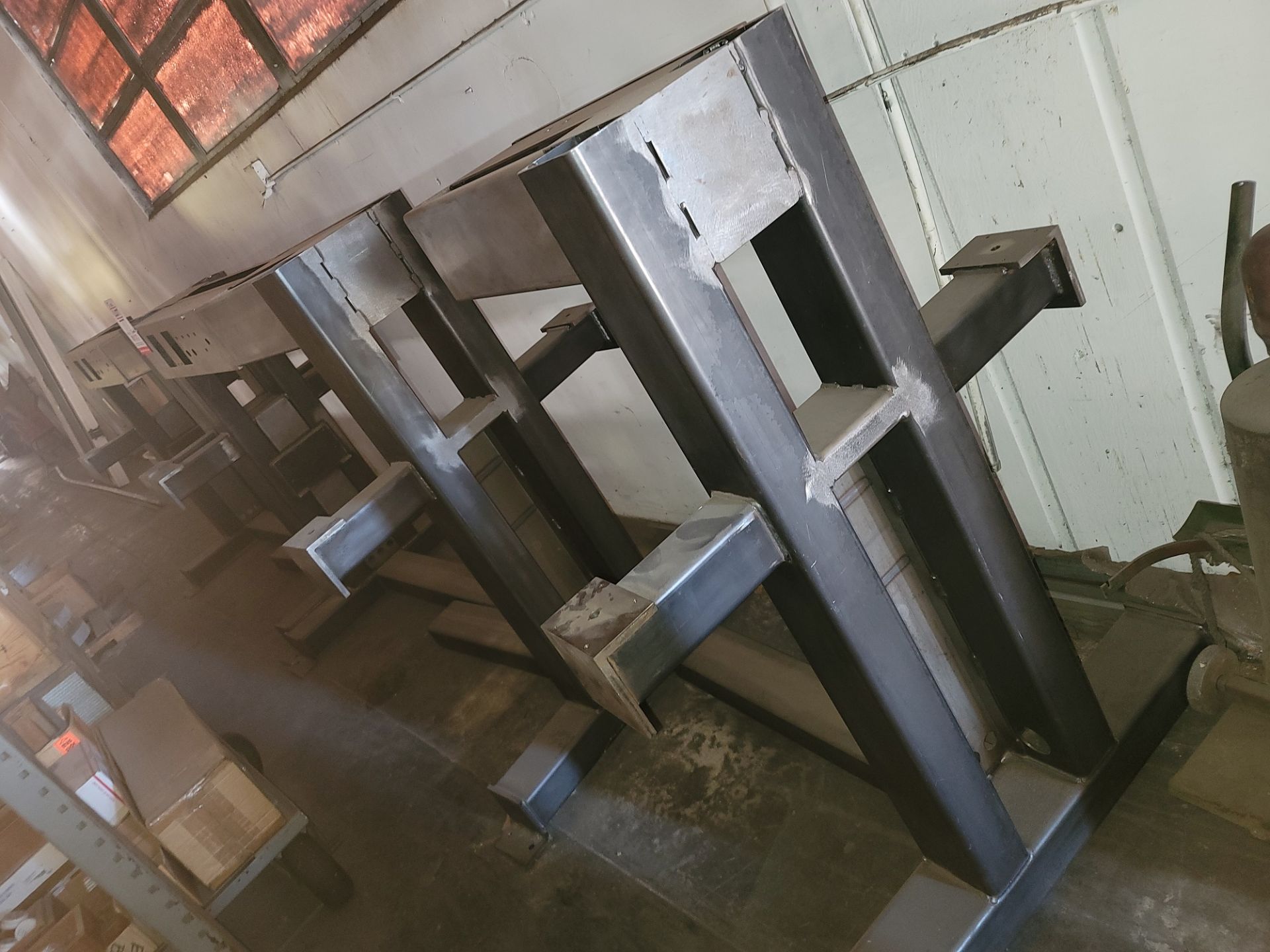 LOT - (5) HEAVY STEEL STANDS, WELDED CONSTRUCTION