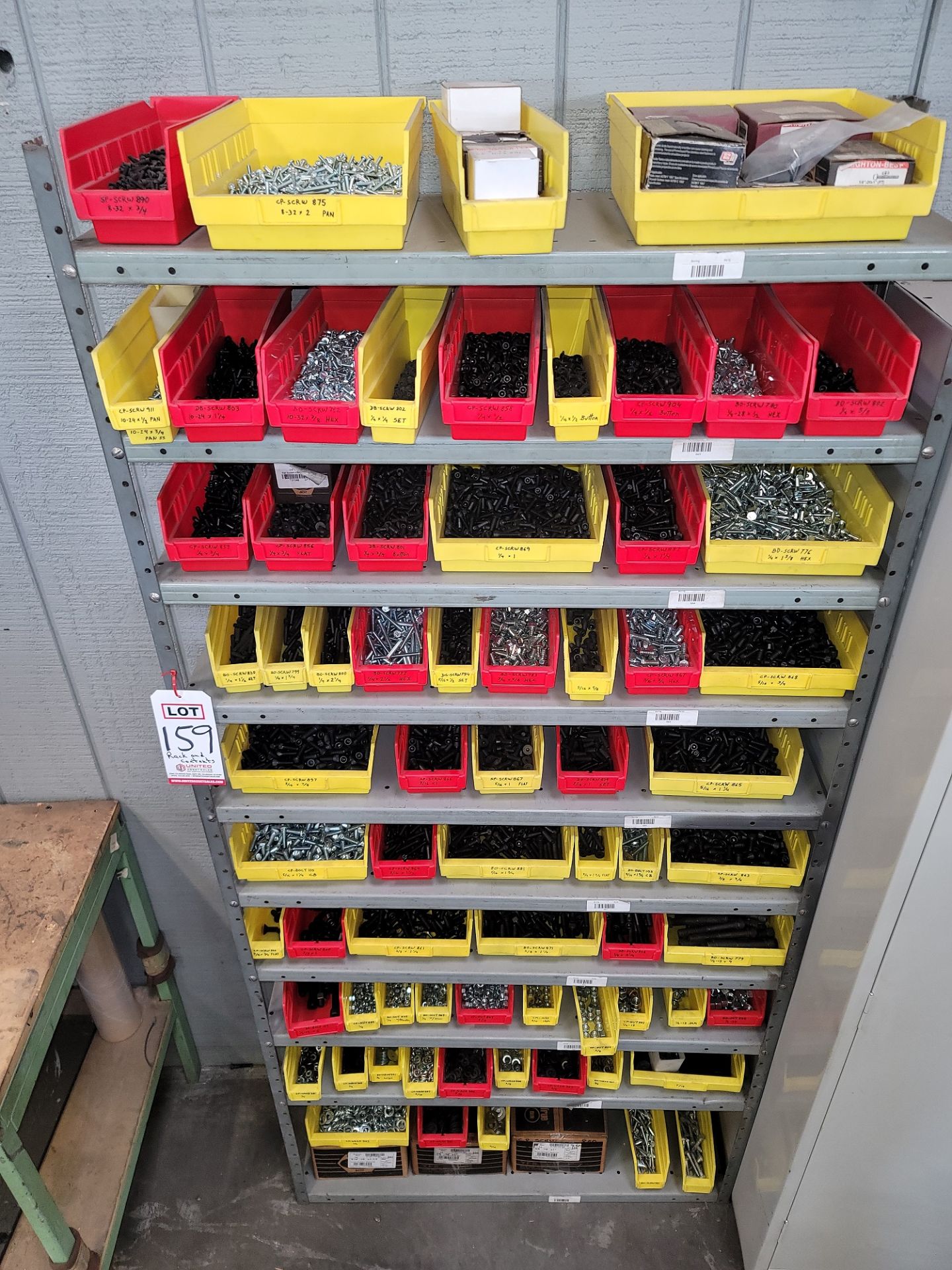 LOT - RACK, W/ CONTENTS: PLASTIC BINS FULL OF FASTENERS - Image 2 of 2