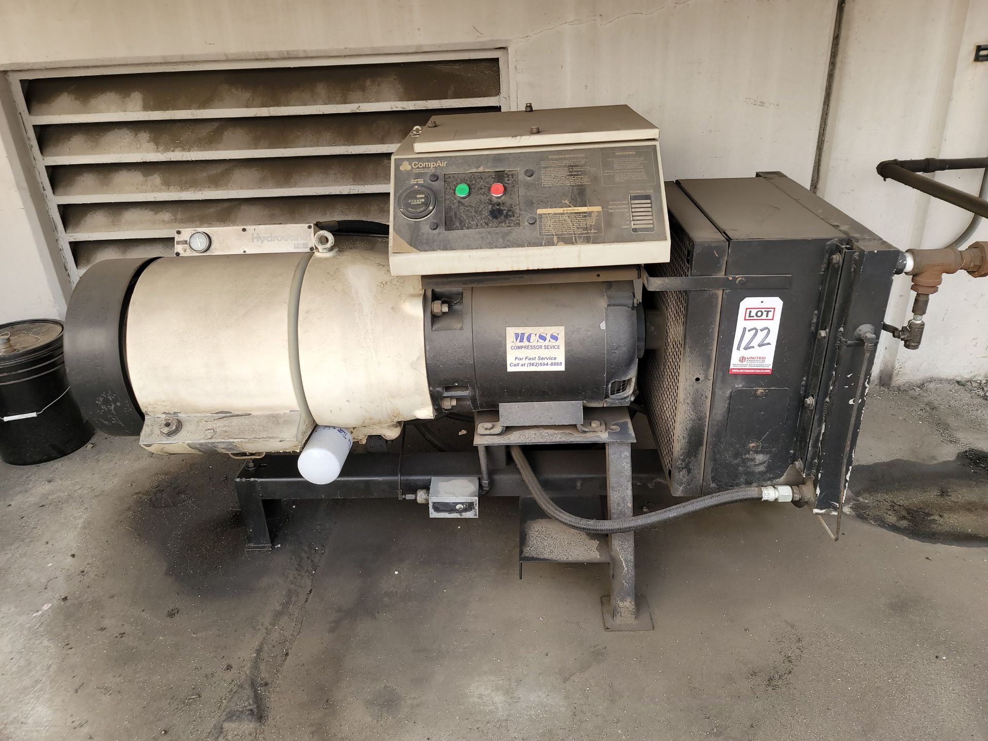 HYDROVANE 128/COMP AIR-KELLOGG AIR COMPRESSOR, 25 HP, MODEL 128 PUAS-1 SS, 125 PSI MAX PRESSURE,