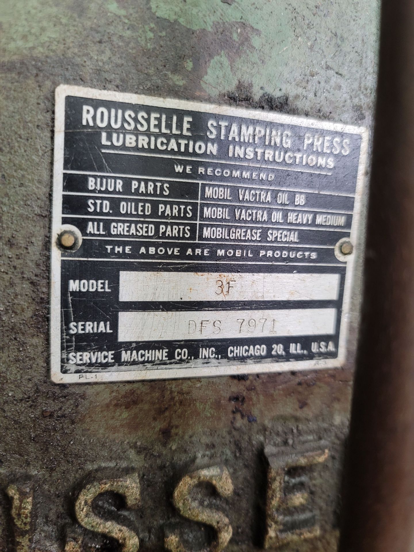 ROUSSELLE PUNCH PRESS, MODEL 3F, S/N DFS7971 - Image 6 of 6