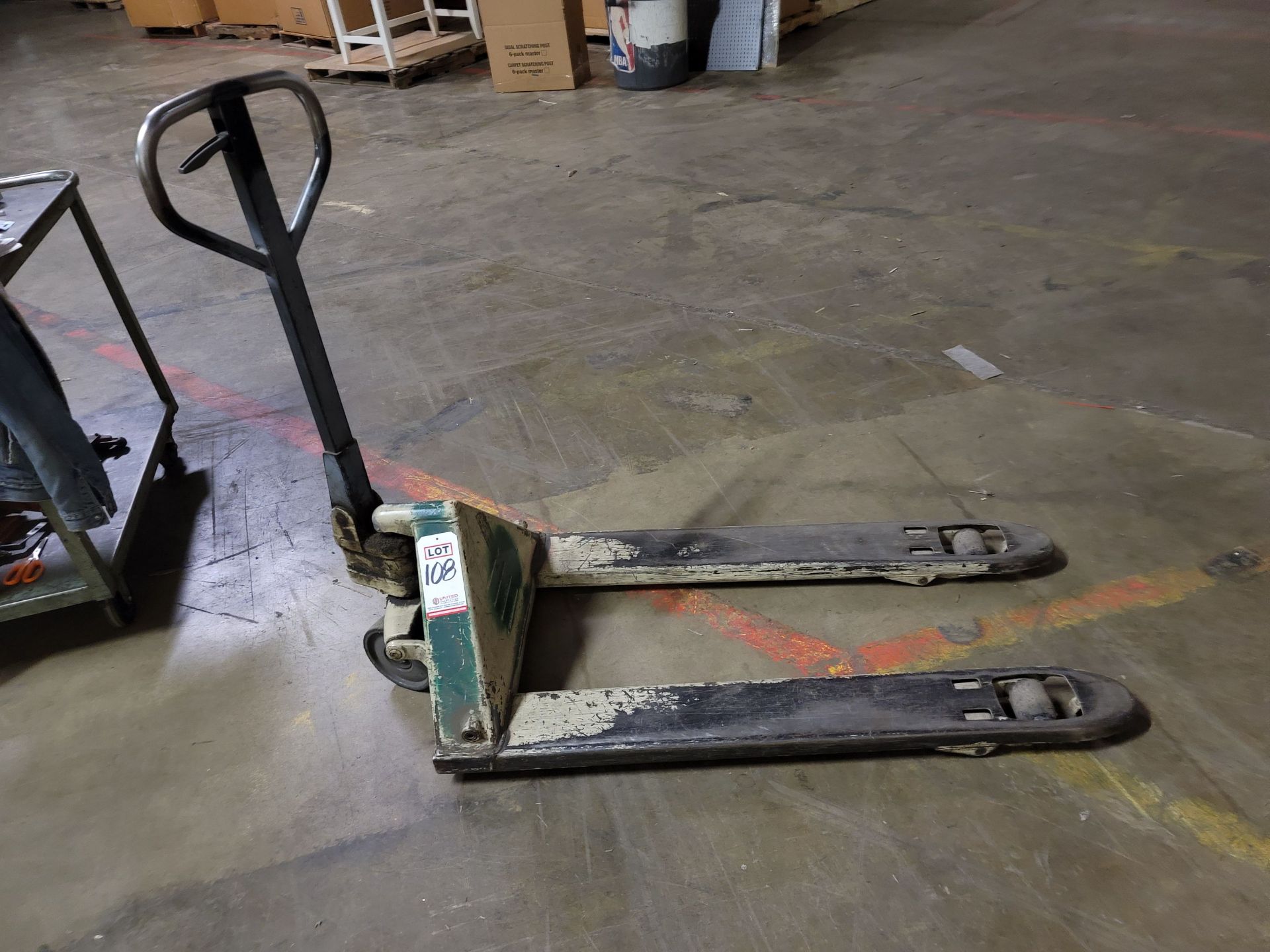 CROWN PALLET JACK, 5,000 LB CAPACITY, NEEDS TO BE REBUILT/SEALS (WON'T STAY ELEVATED), MODEL