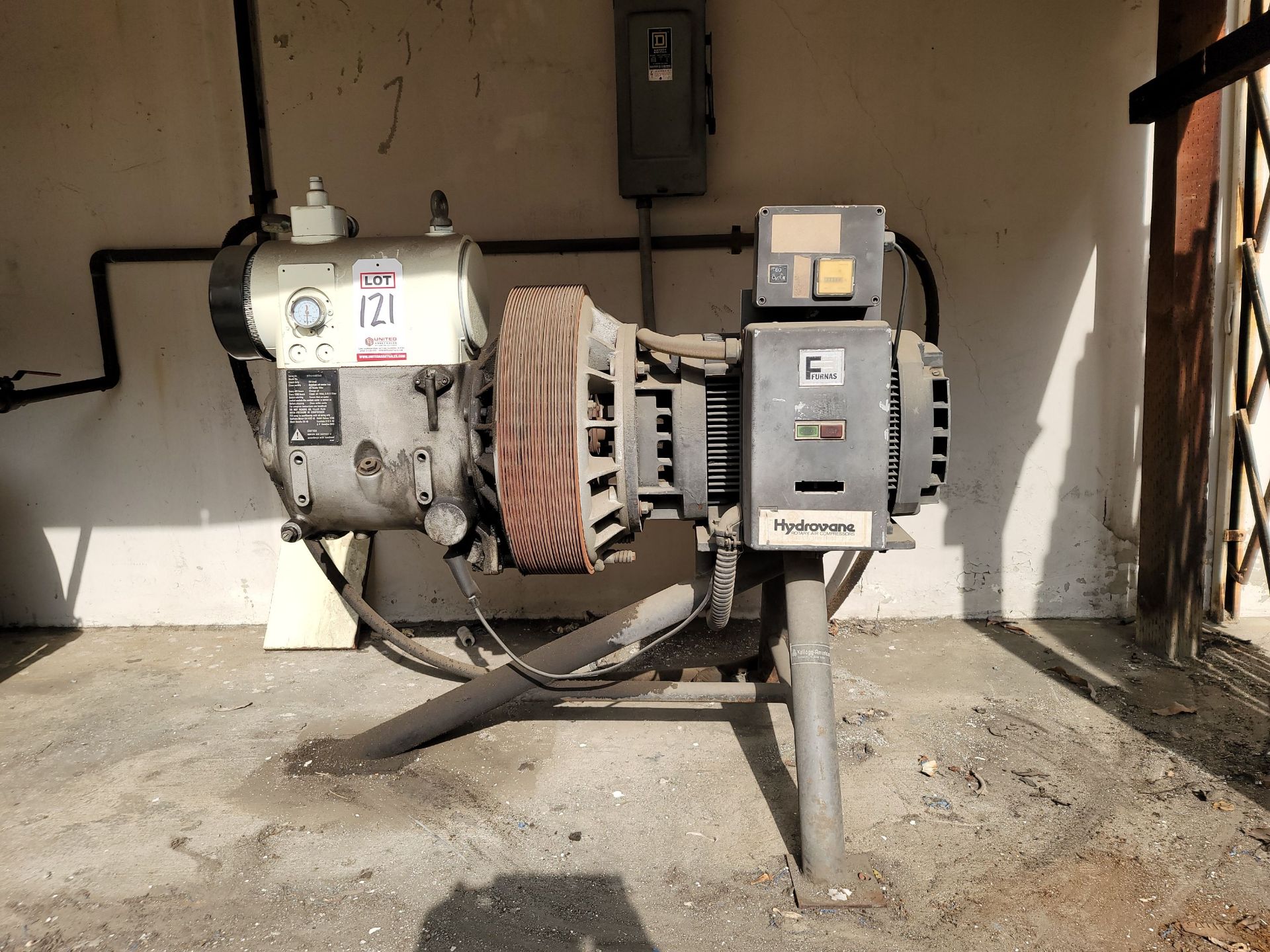 HYDROVANE ROTARY AIR COMPRESSOR, 15 HP, NO MODEL NO., S/N 17HV441703, 56,877 HOURS