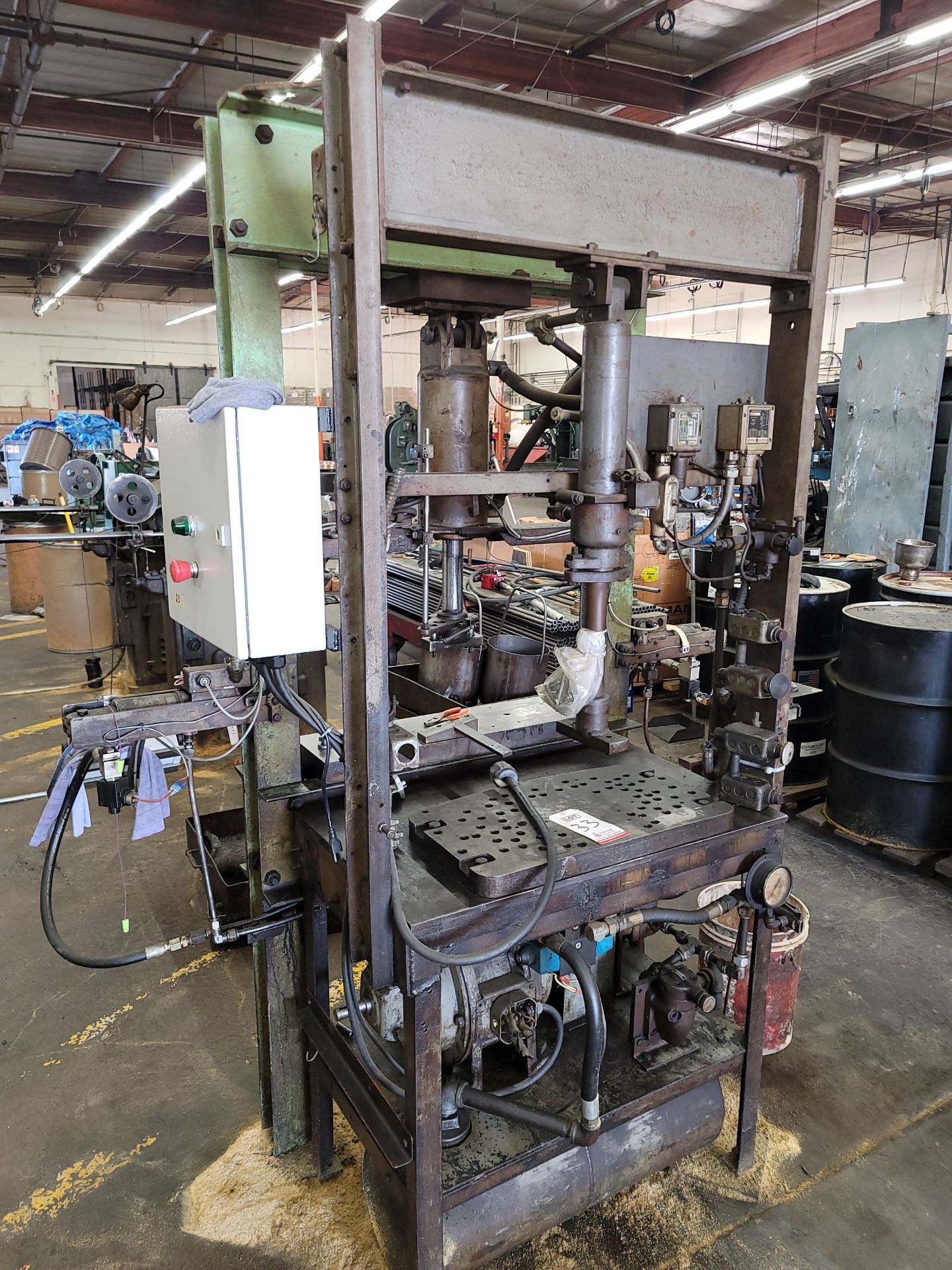 CUSTOM DOUBLE SIDED H-FRAME PRESS W/ (2) RAMS, HYDRAULIC