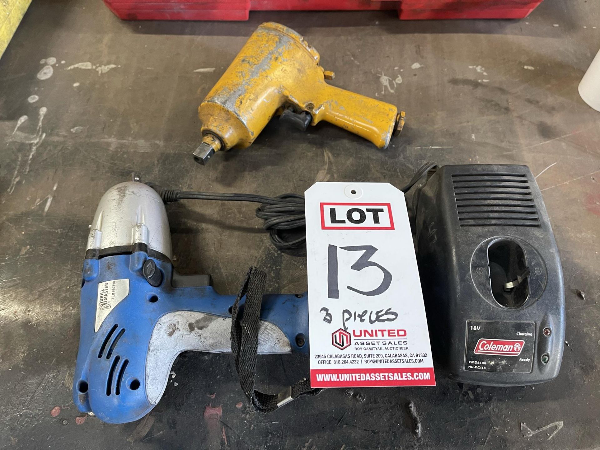 LOT - (1) DRILL MASTER IMPACT WRENCH, (1) INGERSOLL-RAND IMPACT AND (1) COLEMAN 18V CHARGER
