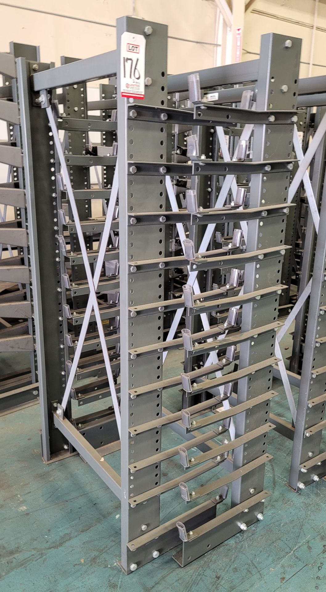 LOT - (2) 3' CANTILEVER MATERIAL RACKS, 12" ARMS, 76" HT, 1,750 LB CAPACITY (LOCATION: BUILDING 15