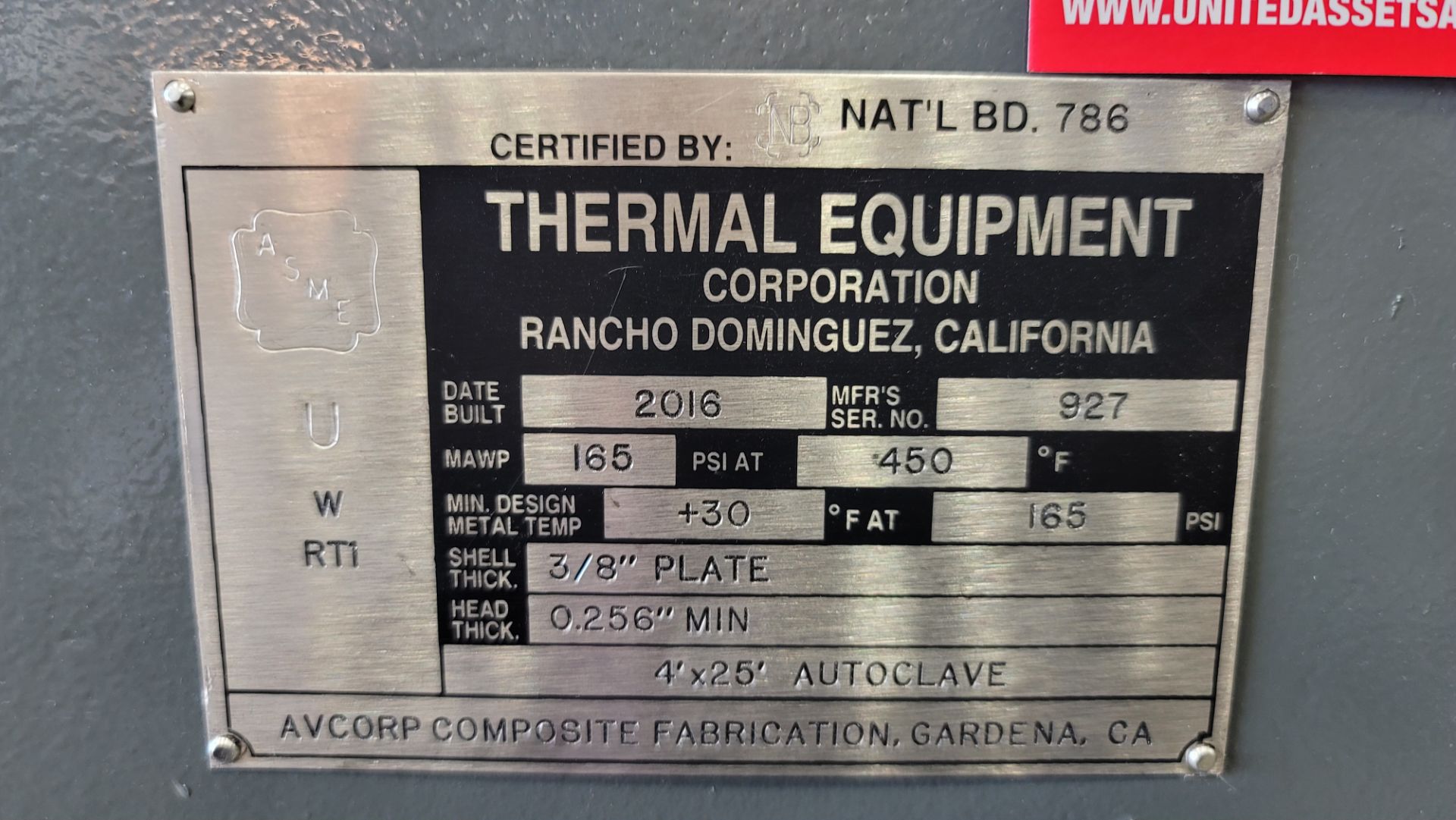 2016 THERMAL EQUIPMENT CORP COMPSITE AUTOCLAVE, MODEL 4’ X 25', AUTOCLAVE MAX PRESSURE 150 PSI, - Image 22 of 43