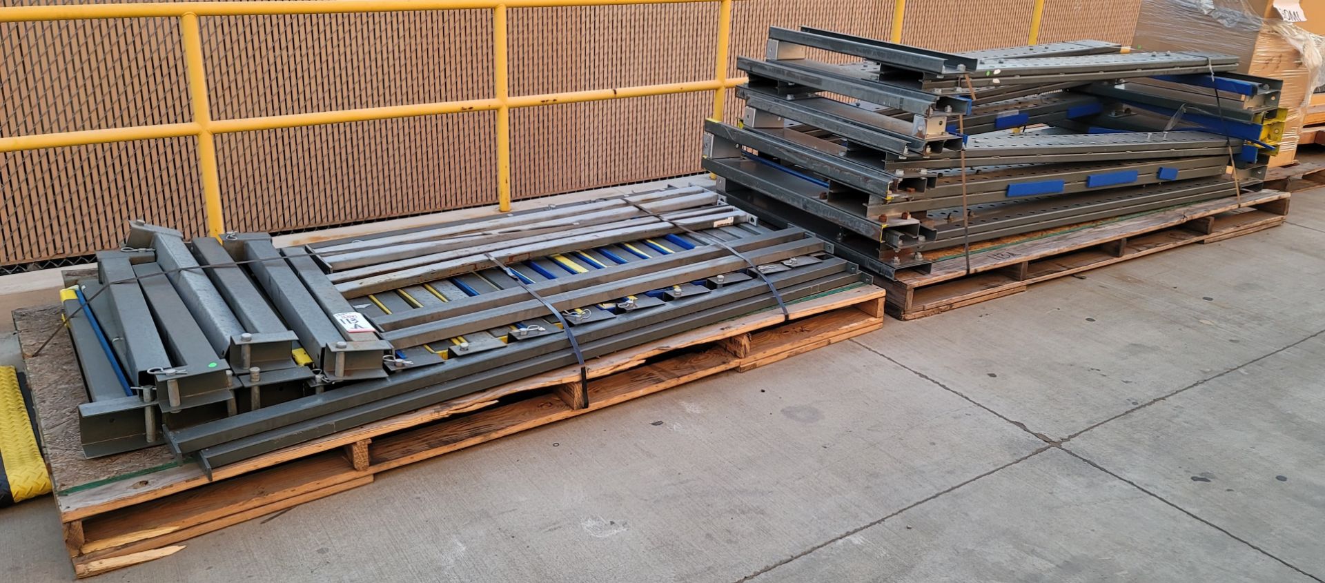 LOT - CANTILEVER MATERIAL RACK, DISASSEMBLED & BANDED ON (2) PALLETS, 8' UPRIGHTS, 36" ARMS (