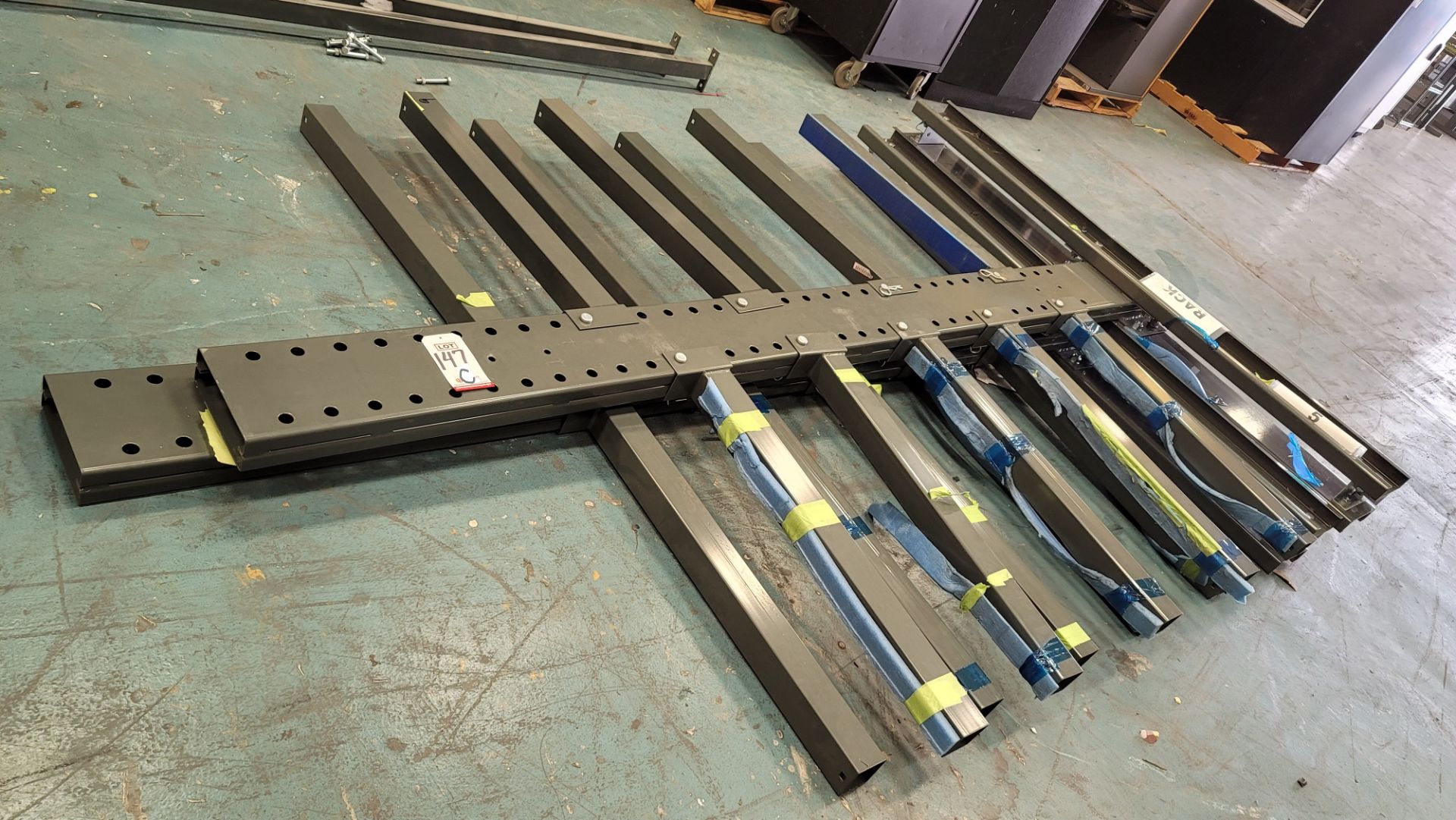 LOT - CANTILEVER MATERIAL RACK, DOUBLE SIDED, 3' ARMS, 10' HT, DISASSEMBLED (LOCATION: BUILDING 15