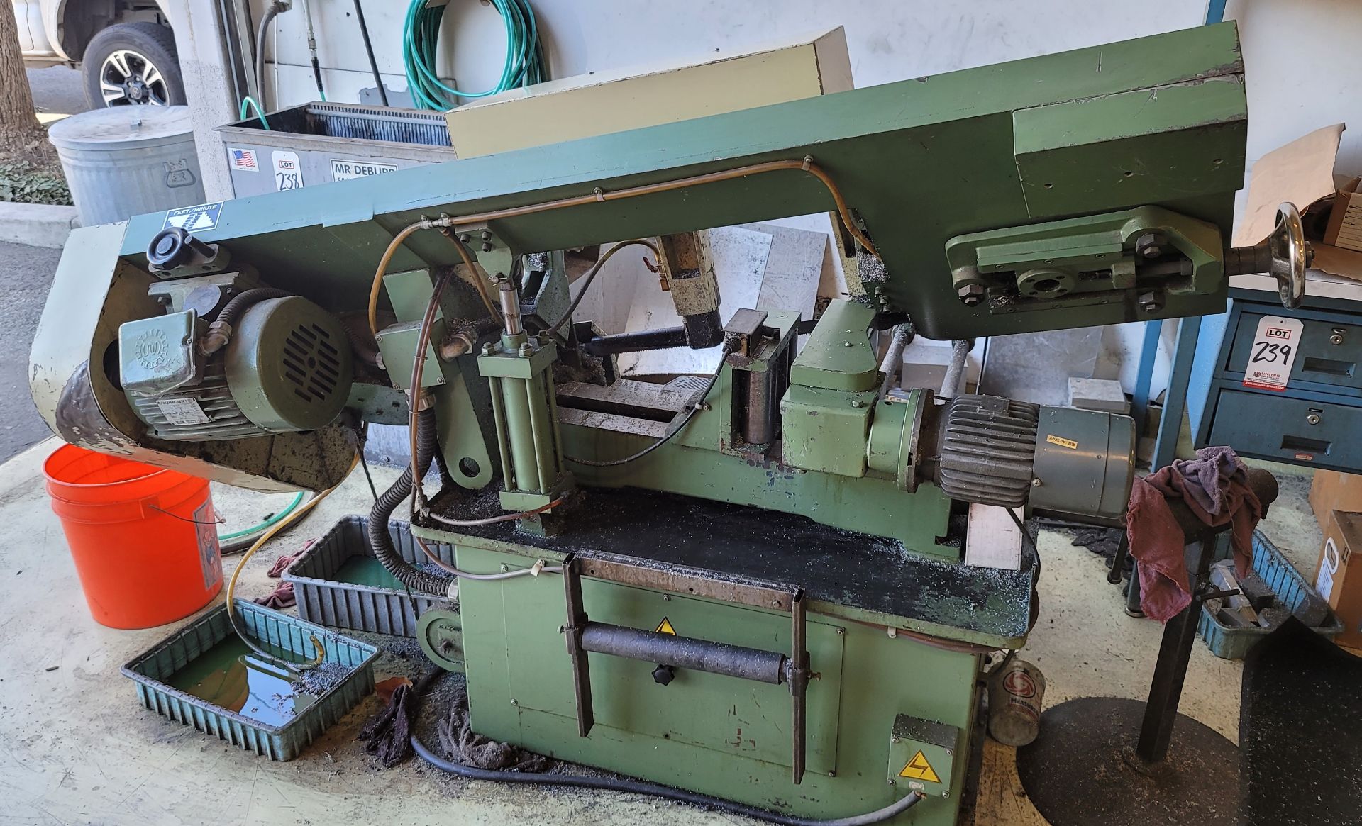 ENCO HORIZONTAL BAND SAW, MODEL 136-2720, S/N 12169, W/ 5' SECTION OF 12" ROLLER CONVEYOR - Image 2 of 3