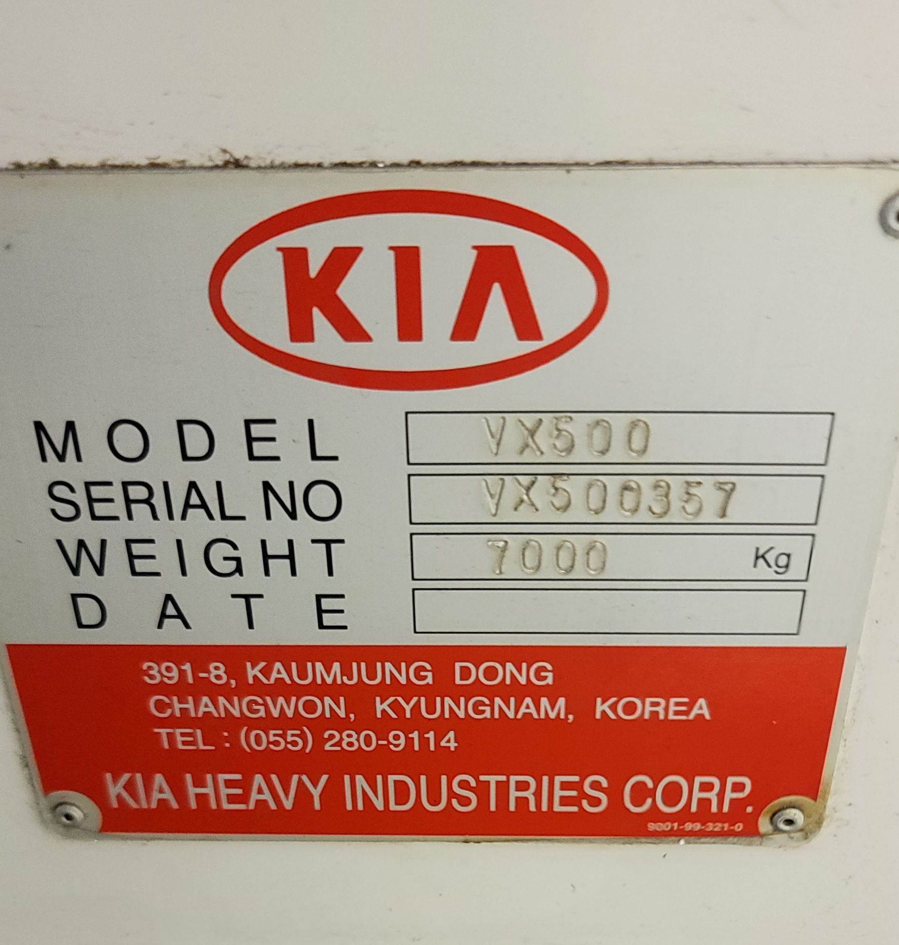 KIA VX500 CNC VERTICAL MACHINING CENTER, HIGH SPEED, FANUC SERIES OI-MB CNC CONTROL, XYZ TRAVELS: - Image 11 of 11