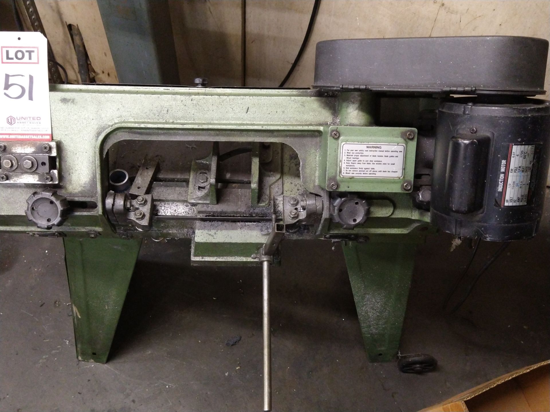 GREEN HORIZONTAL/VERTICAL METAL CUTTING BAND SAW, S/N HS 0174