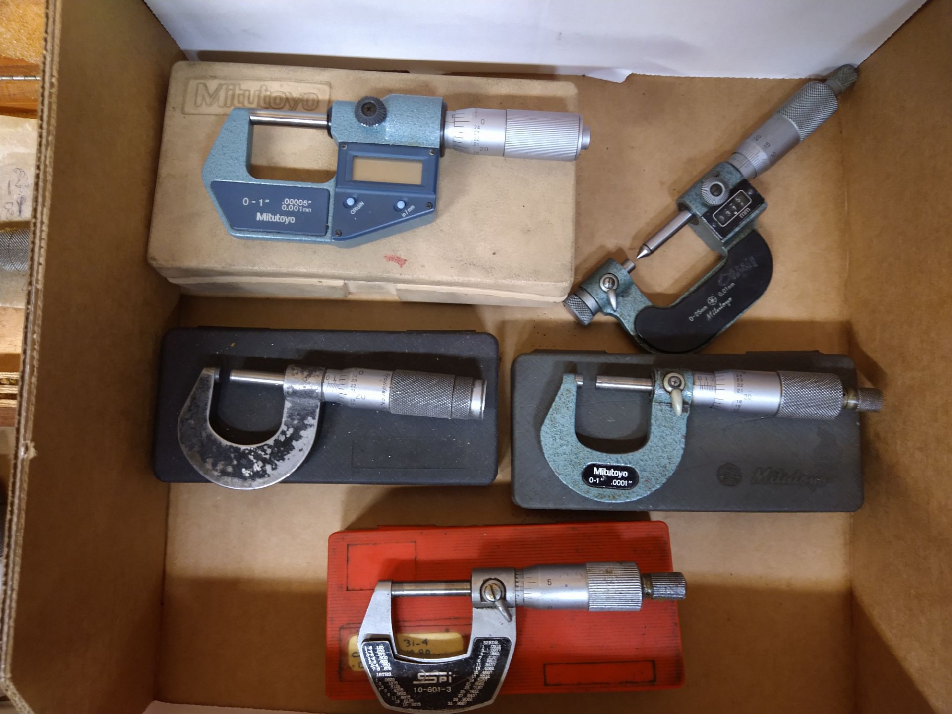 LOT - (5) ASSORTED MICROMETERS