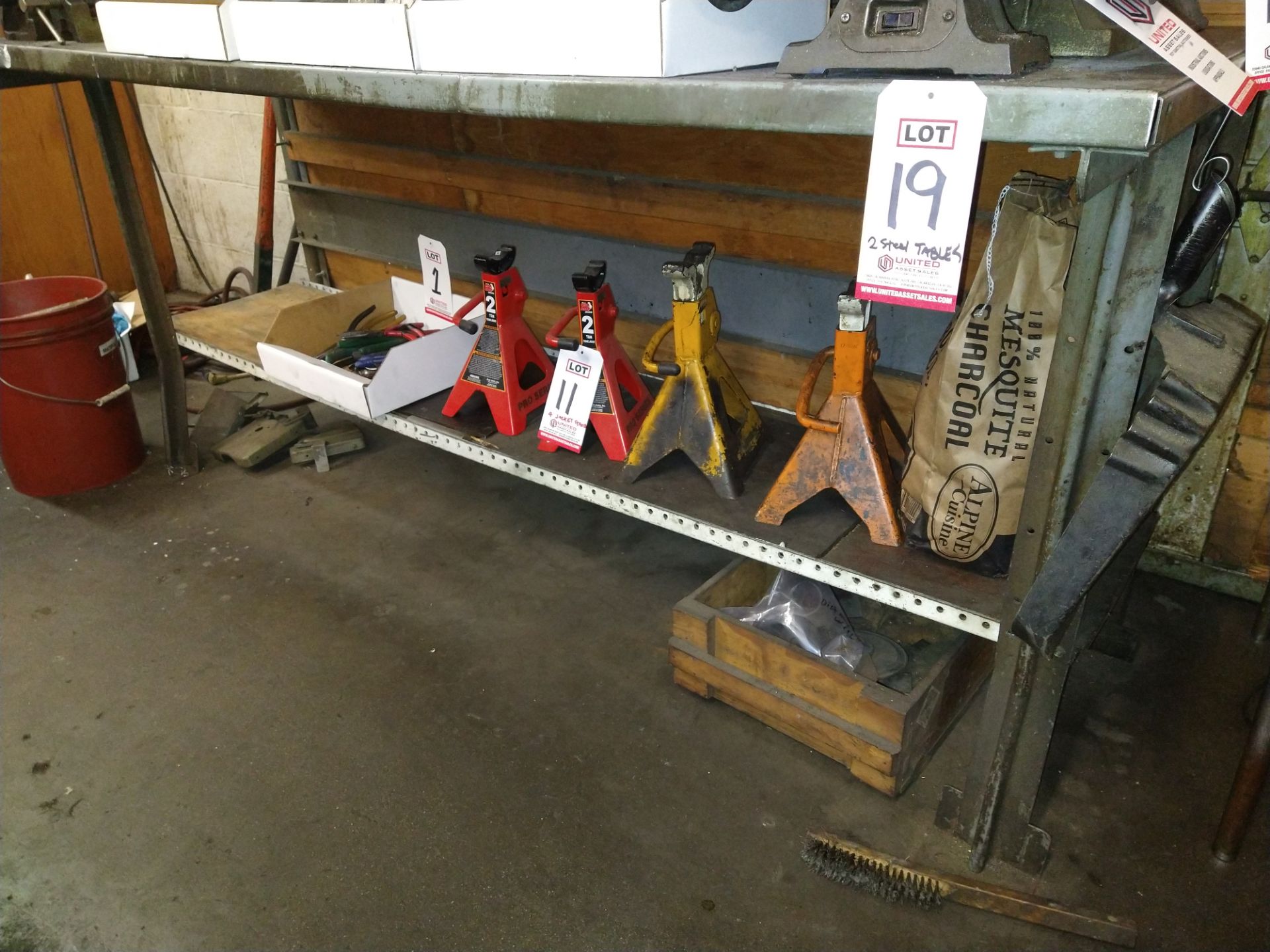 LOT - (2) STEEL WORK BENCHES: (1) 60" X 30" AND (1) 72" X 30"