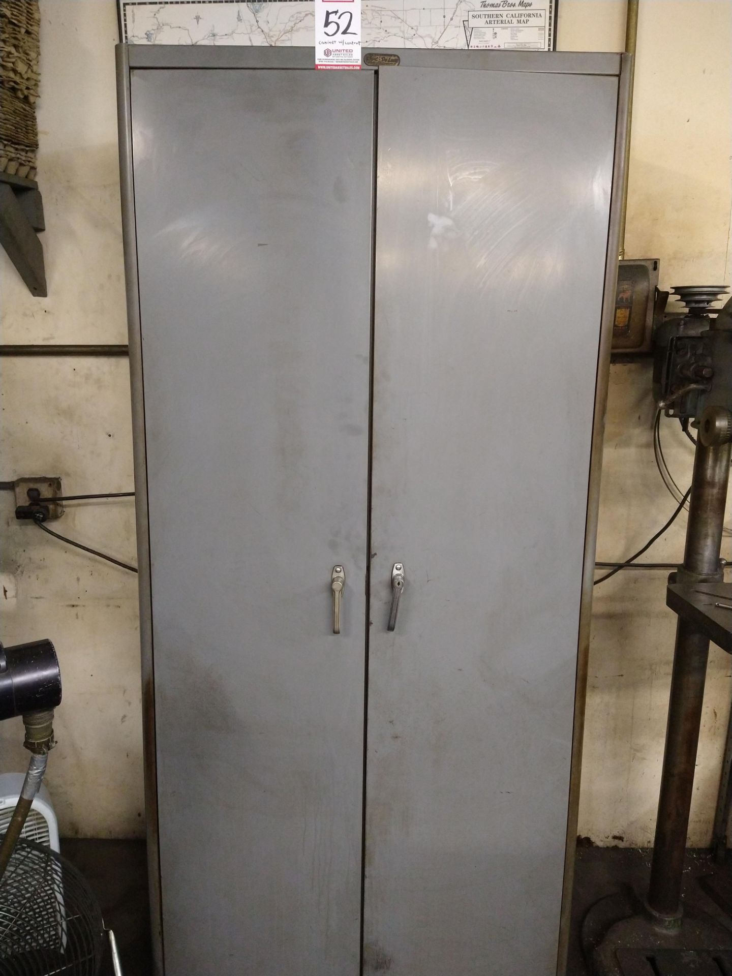 GREY 2-DOOR CABINET, W/ CONTENTS