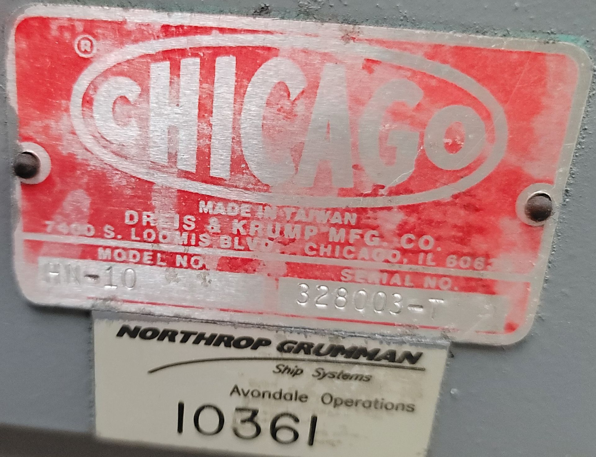 2003 CHICAGO HYDRAULIC CORNER/EDGE NOTCHER, MODEL HN-10, 10-TON, 20 HP, DUAL HEAD DESIGN, DUAL 10/16 - Image 5 of 5