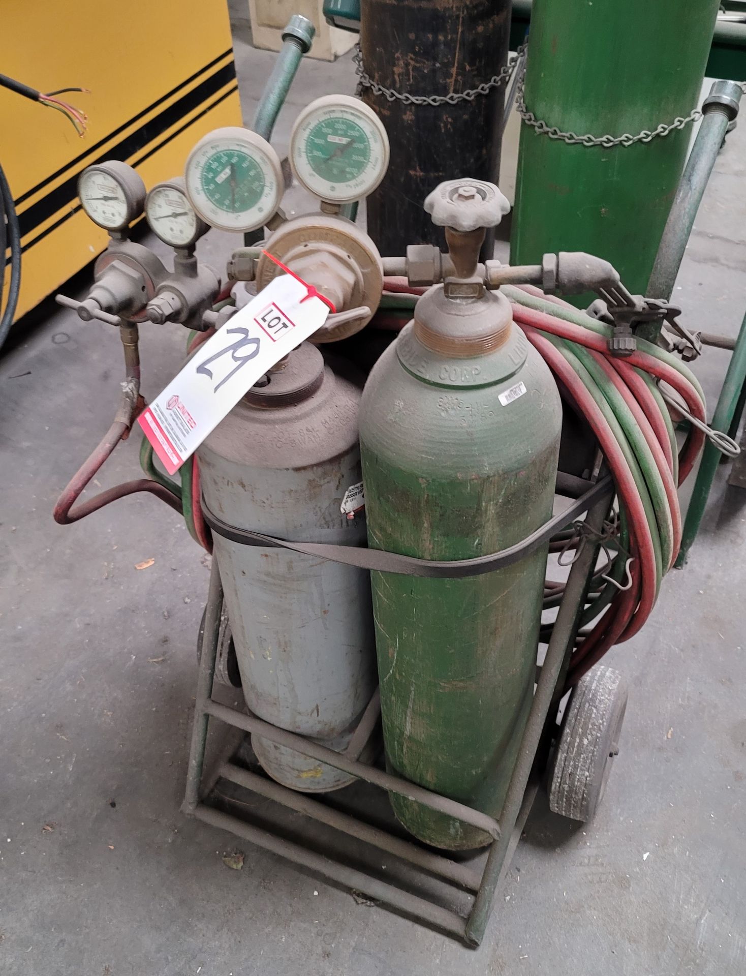 OXY-ACETYLENE TORCH CART W/ TANKS, REGULATORS, TORCH