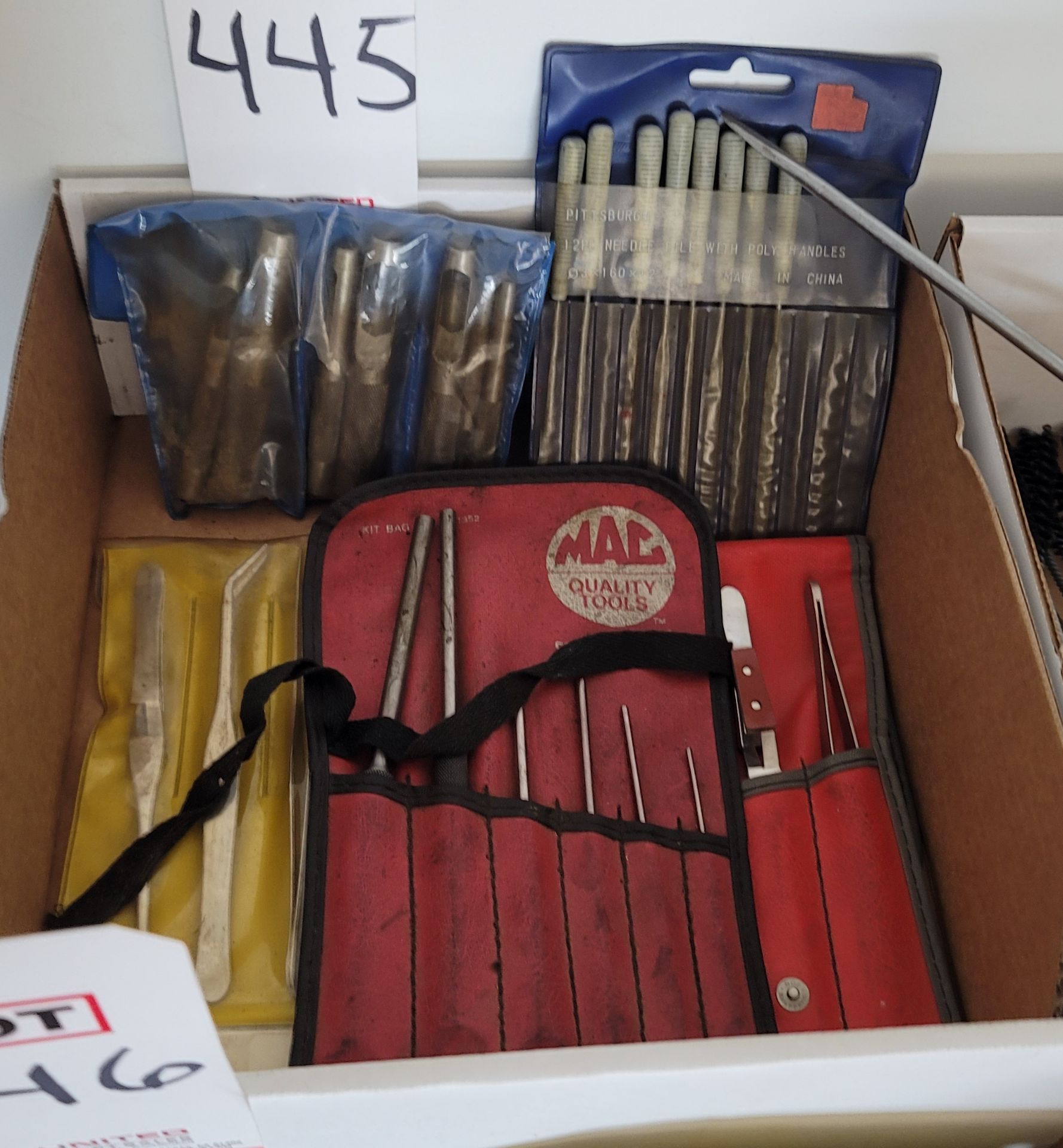 LOT - PUNCHES, NEEDLE FILES, TWEEZERS, ETC.