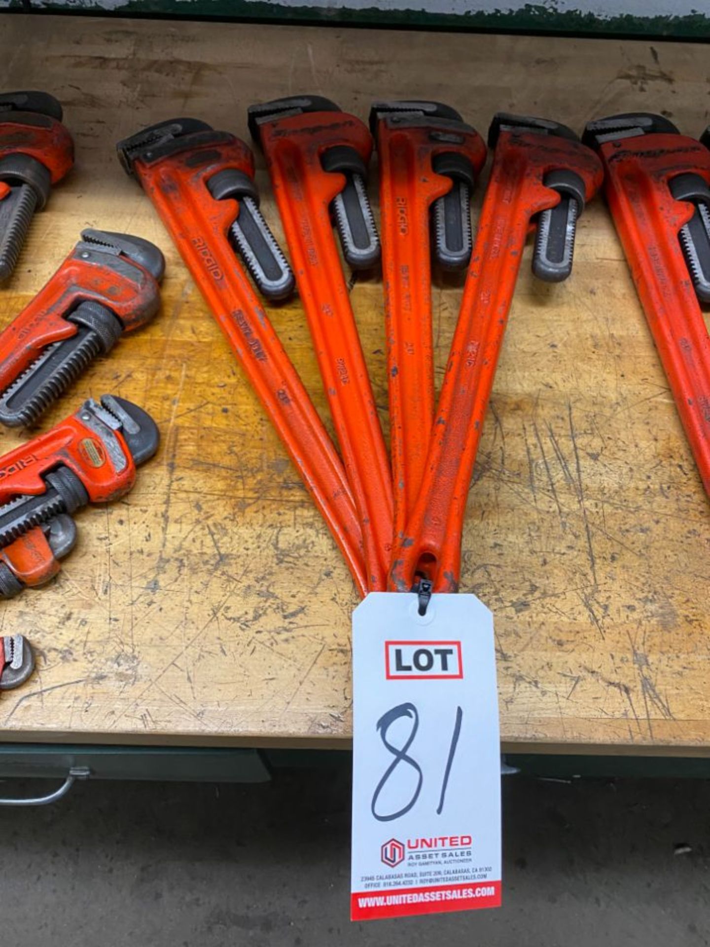 LOT - (4) RIDGID &/OR SNAP-ON 24" PIPE WRENCHES